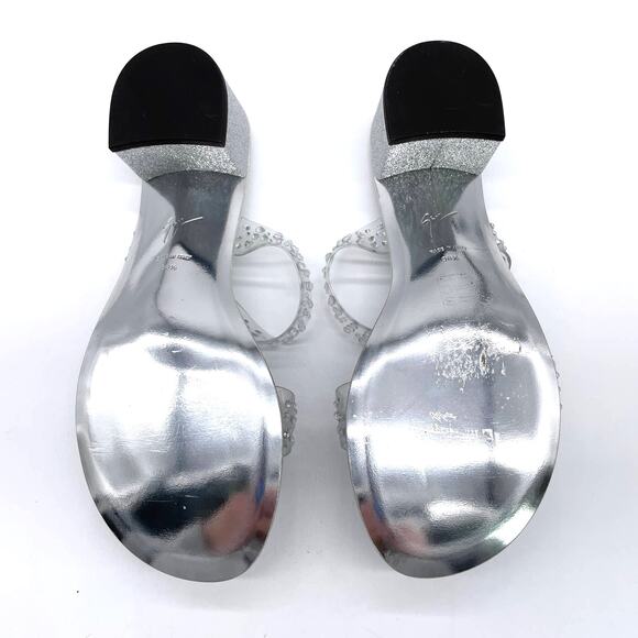 Giuseppe Zanotti Womens Size 38.5 Crystal-Embellished PVC Mules Sandals Silver - Picture 8 of 11
